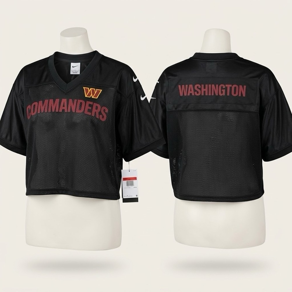 NEW Nike Washington Commanders Women's XL Dri-FIT Cropped Mesh Jersey Black